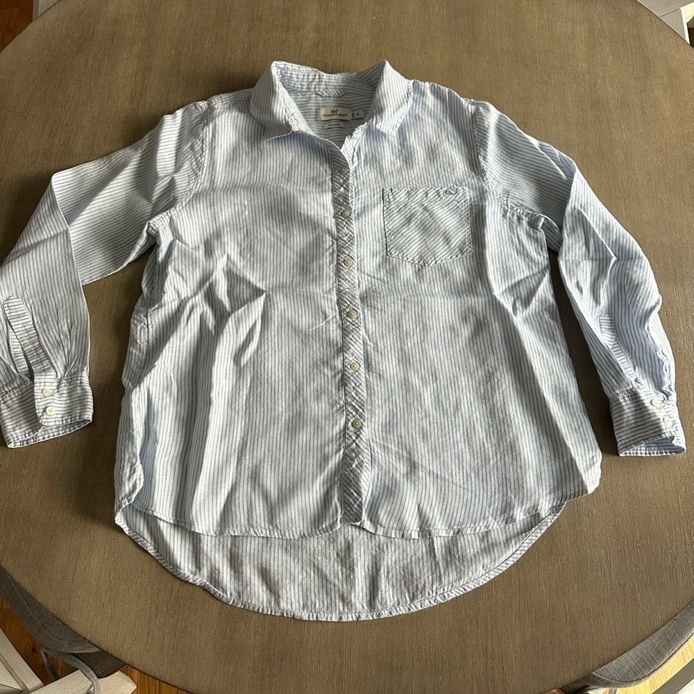 Vineyard Vines relaxed women’s light Blue Striped Shirt 12
